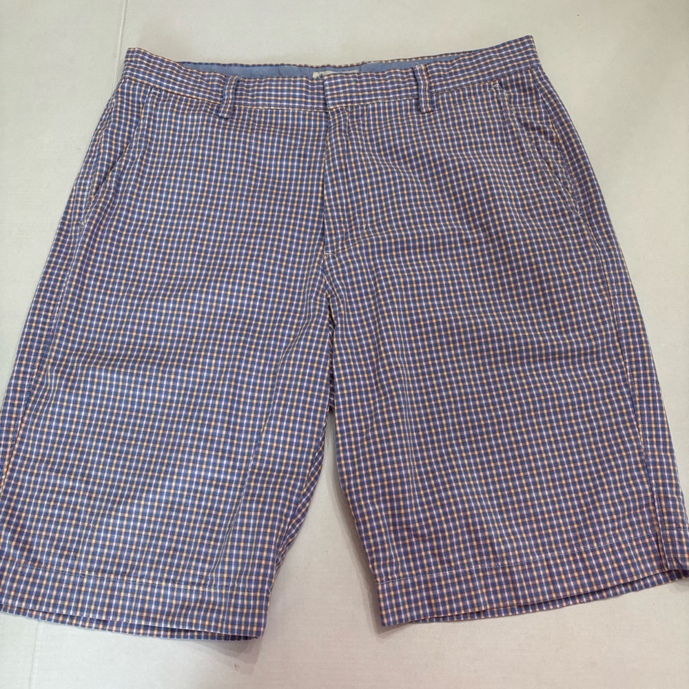 J. Crew flat front‎ Men's 10 inch inseam Blue Checkered Shorts sz 32